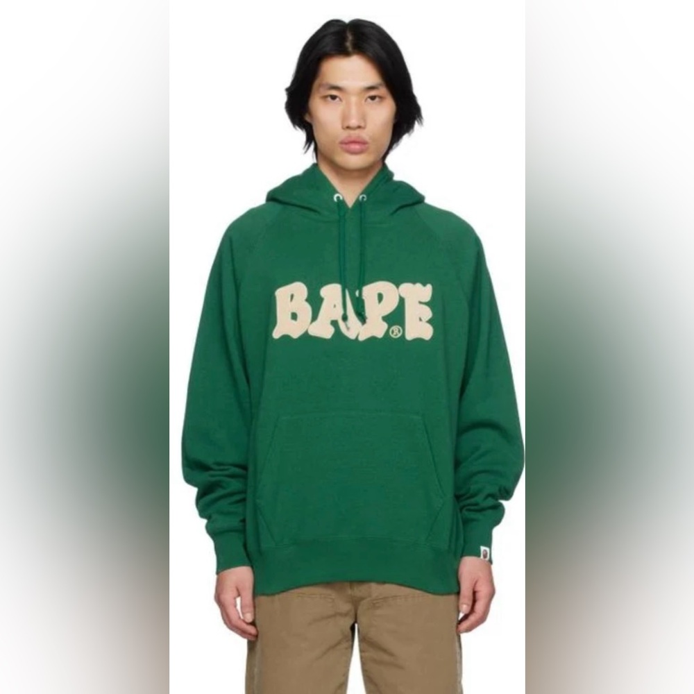 A Bathing Ape Men's Green Relaxed-fit Hoodie Bape size LARGE